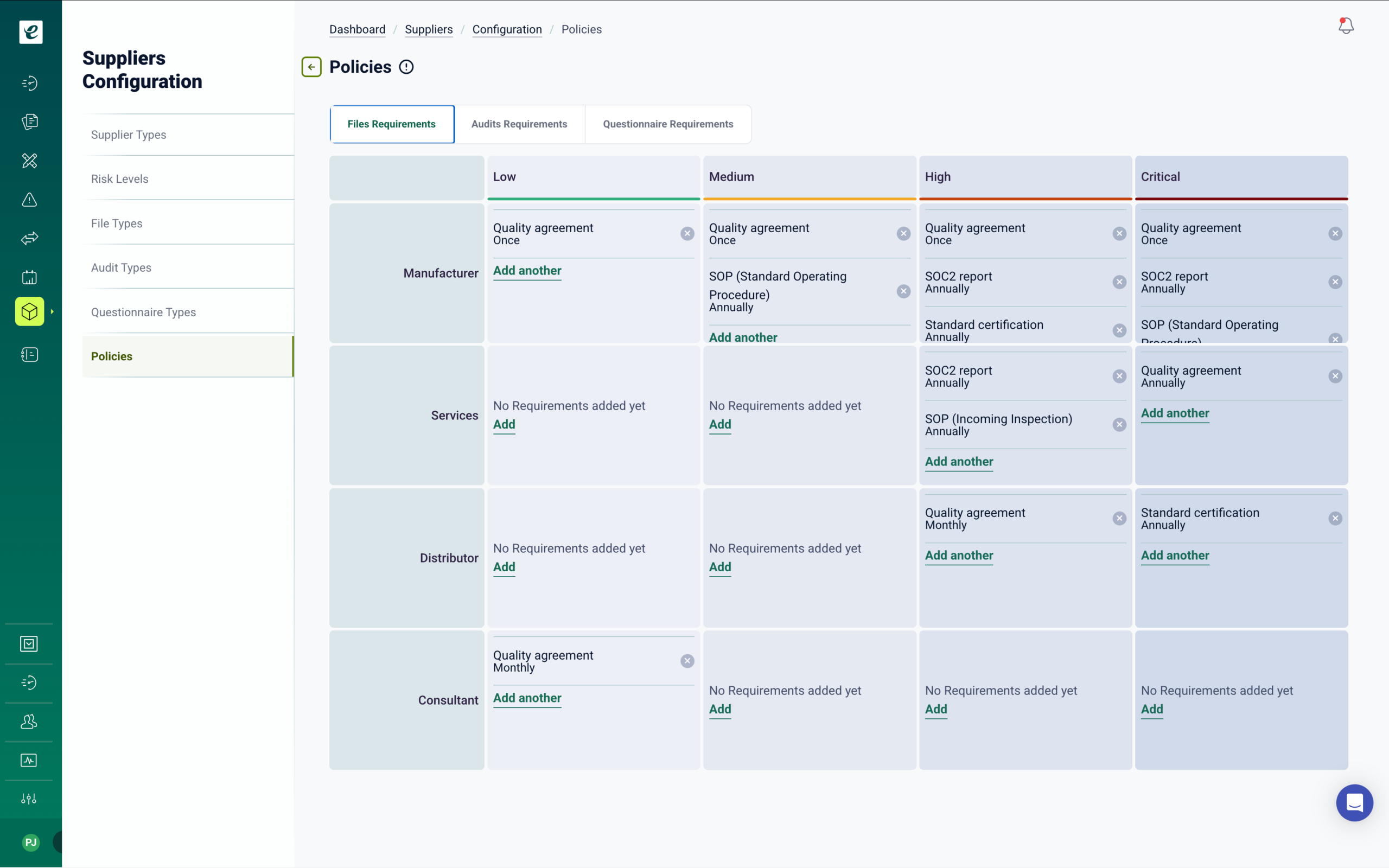 Supplier management in eLeaP eQMS